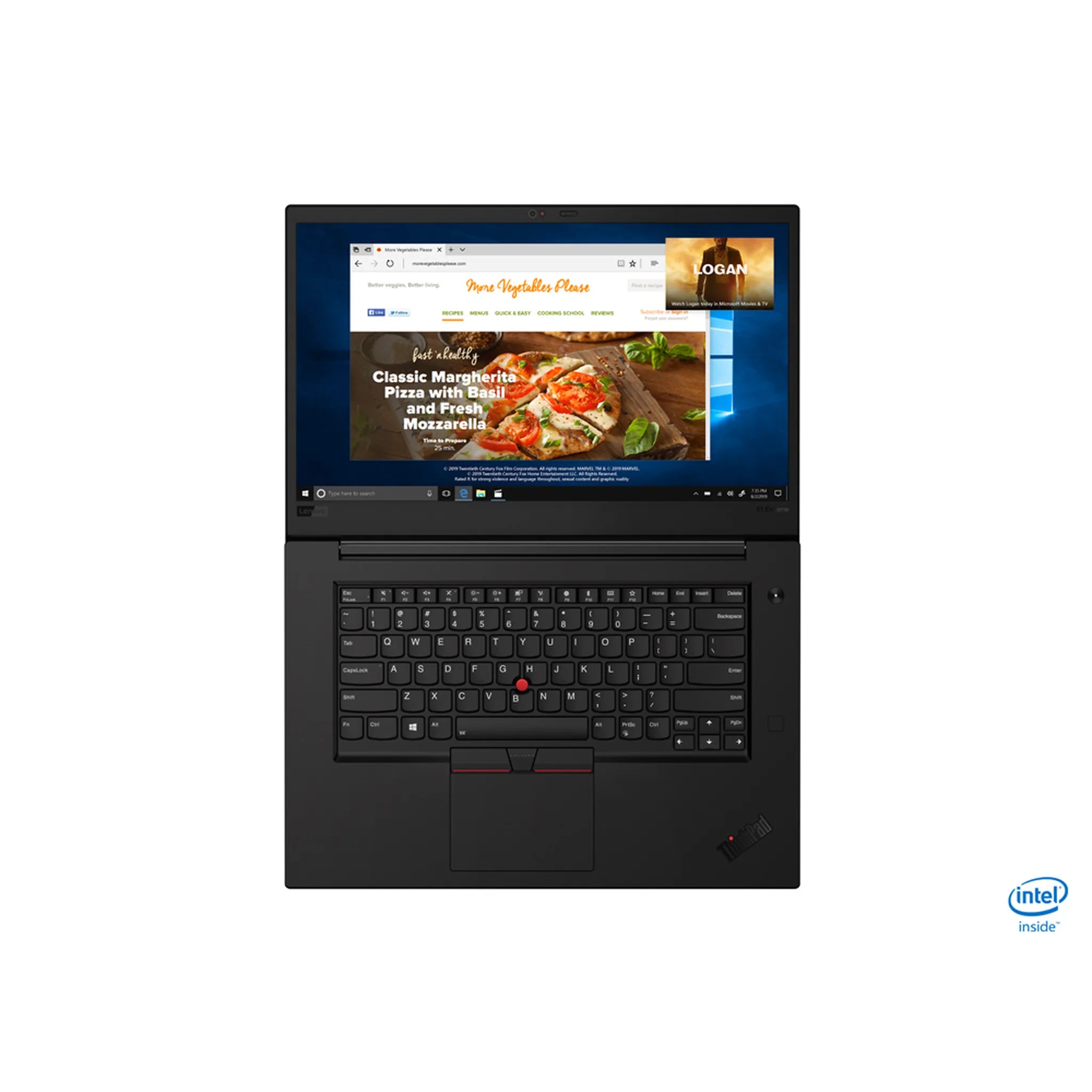 Lenovo X1 Extreme laptop — keyboard and trackpad